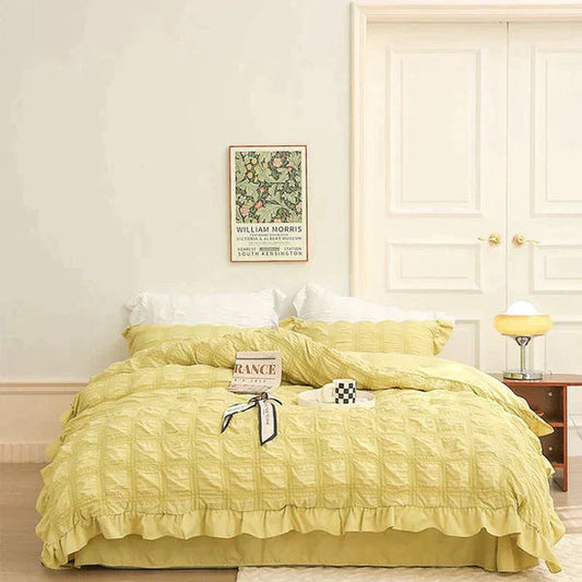 ✨2025 Hot Sale✨Icy Seersucker Summer Cool Quilt Lace 4-piece Set