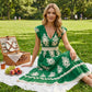 👗Mid-Year 50% Off!🍁Women's V-Neck Baroque Print Flowy Maxi Dress
