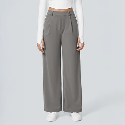 👖New arrival 40% OFF!💝Women's High Waisted Straight Leg Work Trousers with Side Pockets -✨Smart & Casual Look for Office and Beyond