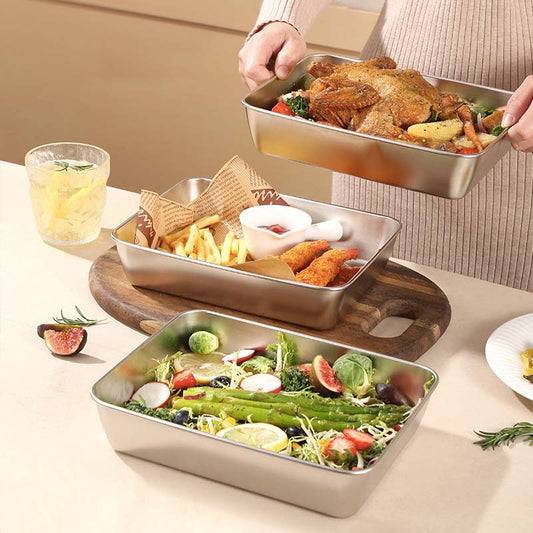 🔥Hot sale 40% OFF-Stainless Steel Square Plate（With Lid）