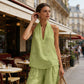 🍁👗Bohemian-Style Linen Two-Piece Set—Strapless Tank Top and Wide-Leg Pants