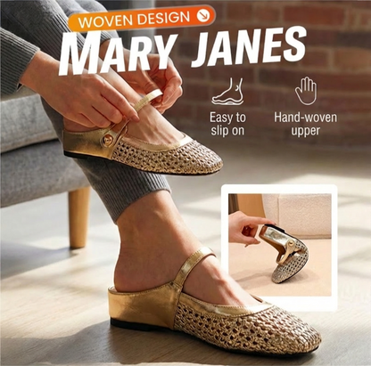 👡☁️Women's Woven Square-Toe Mary Jane Mules