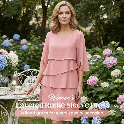 🌸Spring Sale 40% OFF🎁👗Women's Elegant Layered Ruffle Sleeve Dress – Effortless Style for Every Occasion💃