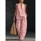 🍁👗Bohemian-Style Linen Two-Piece Set—Strapless Tank Top and Wide-Leg Pants