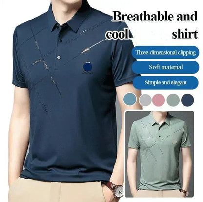❄️40% OFF NOW!💧 Men's Ice Silk Stretch Shirt – Waterproof, Quick-Dry & Eco-Friendly – Cool Breathable Tech Fabric Shirt 🌿