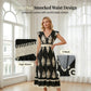 👗Mid-Year 50% Off!🍁Women's V-Neck Baroque Print Flowy Maxi Dress