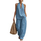 🍁👗Bohemian-Style Linen Two-Piece Set—Strapless Tank Top and Wide-Leg Pants