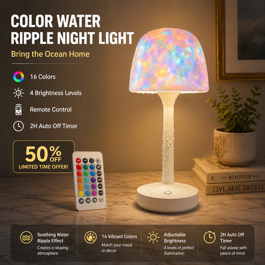 16-Color Water Ripple Night Light with Remote