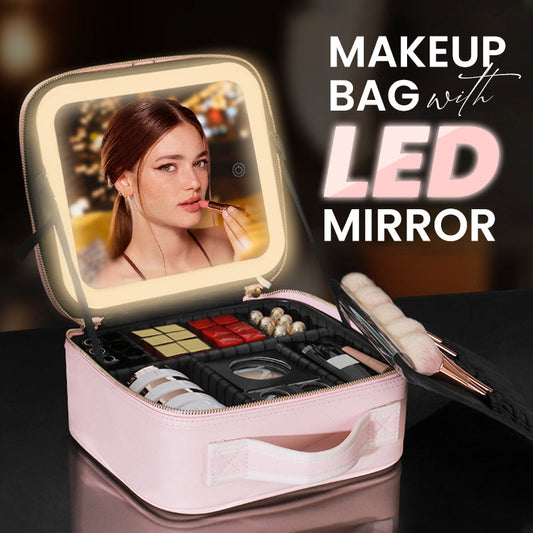💄50% OFF!🪞 Flawless Makeup Anywhere – Portable LED Mirror Makeup Bag!✨