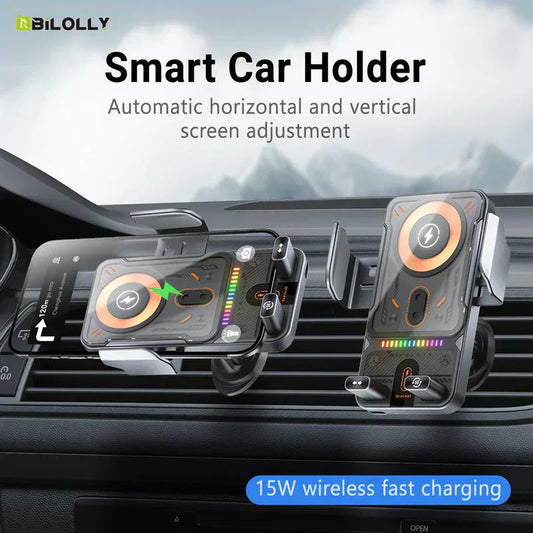 🚗40% OFF!📱 2-in-1 Car Phone Holder & Wireless Charger – 360° Rotation, Strong Grip & Fast Charging 🔋