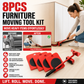 🏋️🎒8-Piece Furniture Lifter & Slider Moving Kit |Max 800 lbs Load Capacity for Repositioning Sofas, Refrigerators, Washers, and Cabinets🛞