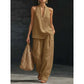 🍁👗Bohemian-Style Linen Two-Piece Set—Strapless Tank Top and Wide-Leg Pants