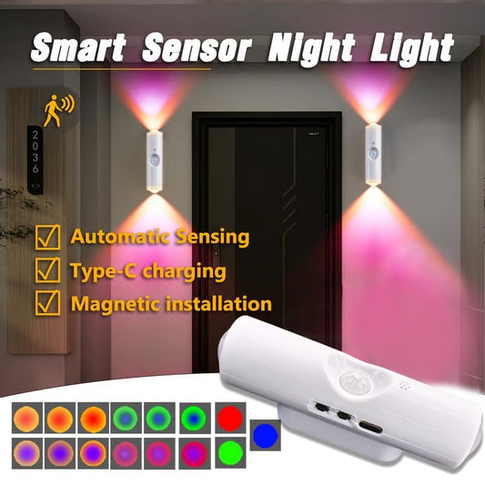 🌈🚶Rechargeable Magnetic-Mount Motion-Sensor Night Light | RGB Ambient Lighting🧲