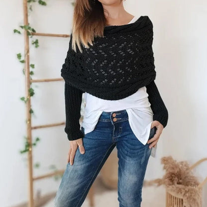 💝Gift Idea Hot sale 50% OFF🔥Women’s Knitted Cut-Out Shawl Poncho Wrap