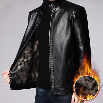 🧥40% OFF NOW! ❄️ Men's Warm Plush Lining Leather Jacket - Windproof & Stylish, Perfect for Cold Weather Outings ✨