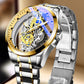 ⌚🕳️Men's Fashion Skeleton-Decor Faux-Tourbillon Quartz Watch |  Luminous Hands and Markers🌀