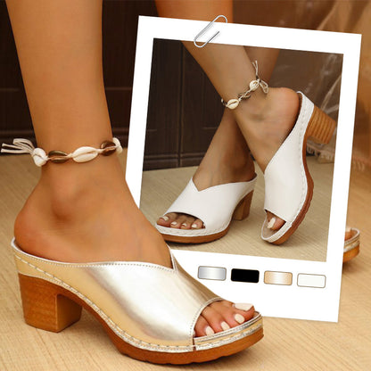 🌸Summer Hot Sale 50%OFF🌸Chunky Heel Slip-on Platform Sandals