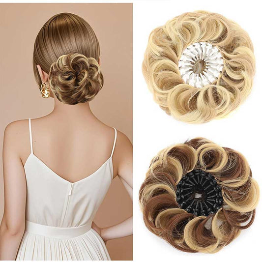 Voluminous Synthetic Bun Wig with Adjustable Clip