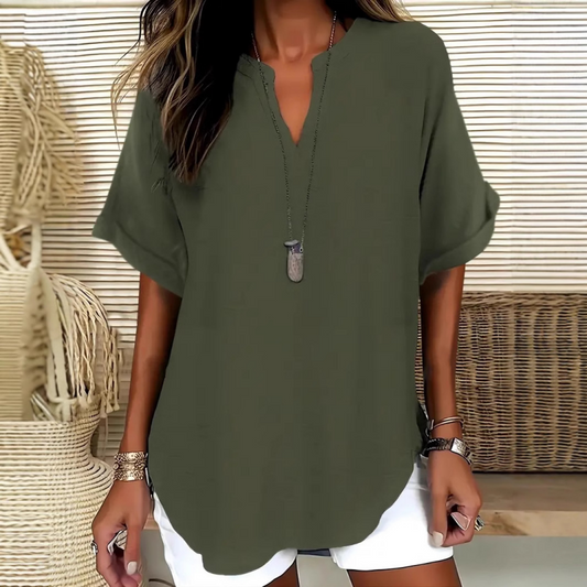 🌸Spring sale: 40% off👕Stylish top in plain fabric with short sleeves