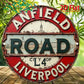 Vintage Anfield Road L4 Aluminum Wall Sign