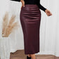 💃2026 New Arrivals - 40% Off!💕Women’s Fitted Ruched Slit Faux Leather Skirt