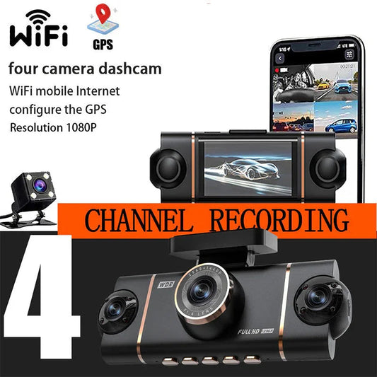 🏆40% Off!🚗4-Channel HD Dashcam with Front Interior Rear Recording🎥