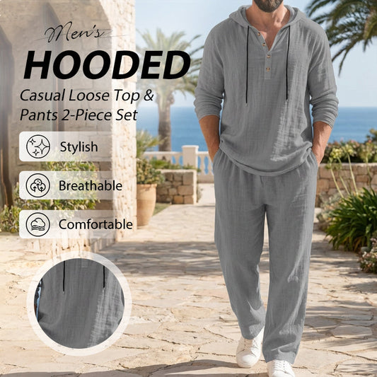 🆒Spring Sale 40% OFF!🌞Men's Hooded Casual Loose Top & Pants 2-Piece Set🏖️