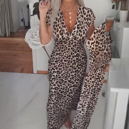 👗New arrival 40% OFF!🥰Women's V-Neck Leopard Print Dress