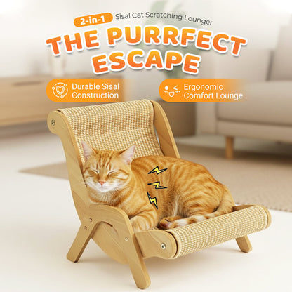 🐱🛋️ Heavy-Duty Sisal Cat Lounger | Stable Frame for Large and Multiple Cats✨
