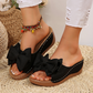 👡40% OFF NOW! 🎀 Women's Bowknot Peep-Toe Wedge Sandals – Chic Design, Comfortable Wedge & Easy to Slip On 🌸