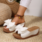 👡40% OFF NOW! 🎀 Women's Bowknot Peep-Toe Wedge Sandals – Chic Design, Comfortable Wedge & Easy to Slip On 🌸