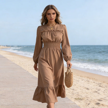 👗New arrival 40% OFF!🥰Women's Long-Sleeve Smocked Ruffle Maxi Dress