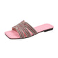 🌞💎Women's Geometric Rhinestone Square Toe Flat Slides👡