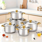 🍳40% OFF NOW!🫕5-Piece Stainless Steel Cookware Set with Glass Lids – Durable, Even Heat Distribution & Elegant Design ✨