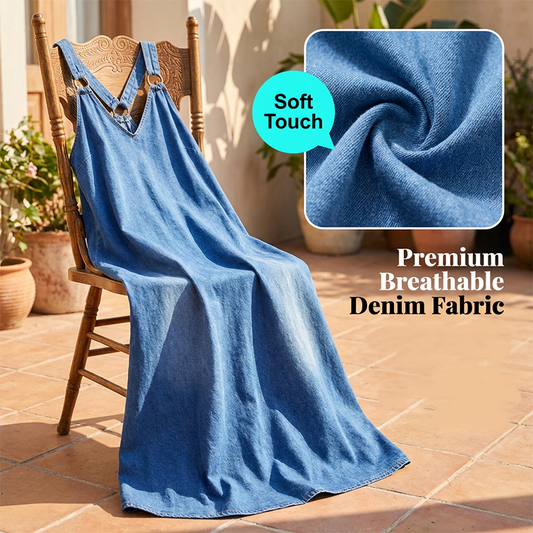 👗New arrival 40% OFF!🥰Casual Loose Fit V-Neck Denim Maxi Dress
