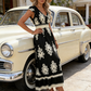 👗Mid-Year 50% Off!🍁Women's V-Neck Baroque Print Flowy Maxi Dress