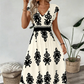👗Mid-Year 50% Off!🍁Women's V-Neck Baroque Print Flowy Maxi Dress