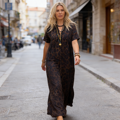 💃New arrival 40% OFF!🐆Women's V-Neck Leopard Print Maxi Dress