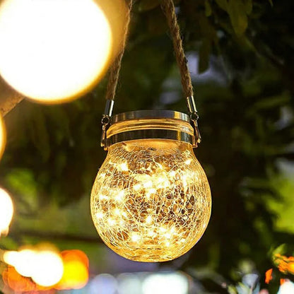 🫙✨Solar-Powered Crackle-Glass Jar Lantern | For Garden & Patio Decor🏮