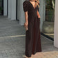 💃New arrival 40% OFF!👒Women's Deep V-Neck Wide Leg Jumpsuit – High Waist, Flowy Style & Soft Fabric