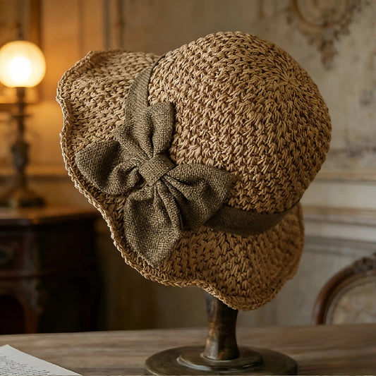 👒New arrival 40% OFF!🌞Elegant Woven Straw Sun Hat with Bow