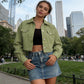🧥New arrival 40% OFF!🍃Women's Solid Cropped Button-Down Jacket