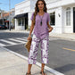 👗40% OFF! 🔥Women's 2-Piece Set – Layered Asymmetrical Tunic Top & Printed Wide Leg Pants, Breathable Polyester ✨