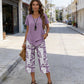 👗40% OFF! 🔥Women's 2-Piece Set – Layered Asymmetrical Tunic Top & Printed Wide Leg Pants, Breathable Polyester ✨
