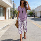 👗40% OFF! 🔥Women's 2-Piece Set – Layered Asymmetrical Tunic Top & Printed Wide Leg Pants, Breathable Polyester ✨