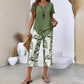👗40% OFF! 🔥Women's 2-Piece Set – Layered Asymmetrical Tunic Top & Printed Wide Leg Pants, Breathable Polyester ✨
