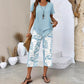👗40% OFF! 🔥Women's 2-Piece Set – Layered Asymmetrical Tunic Top & Printed Wide Leg Pants, Breathable Polyester ✨