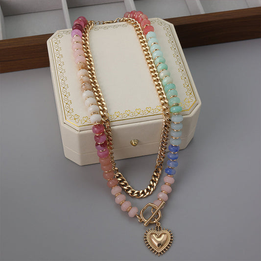 🌈Mother's Day Early Bird Special💍 Bohemian Rainbow Bead & Chain Layered Necklace