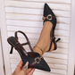 💐40% OFF ! 💋Pointed-Toe Back-Strap Heels – Sensual & Modern Look with Gold Chain 🌟