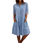 👗40% off!🤍Relaxed Fit A-Line Denim Dress with Mesh Sleeve Detail